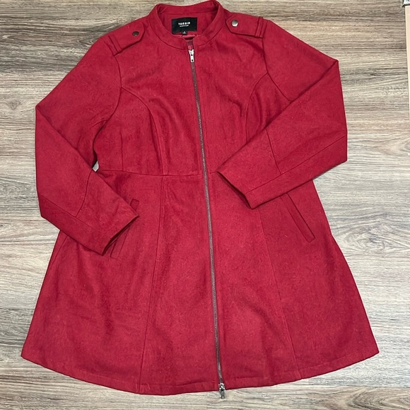 Torrid red coat/ size 1/ pockets/ Zipper - Picture 1 of 7